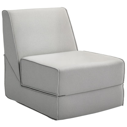 Floor Relax Chair Convertible to Chaise Longue, Adjustable in 2 Positions, Reclining and Space-saving Chair in Fabric, Light Gray