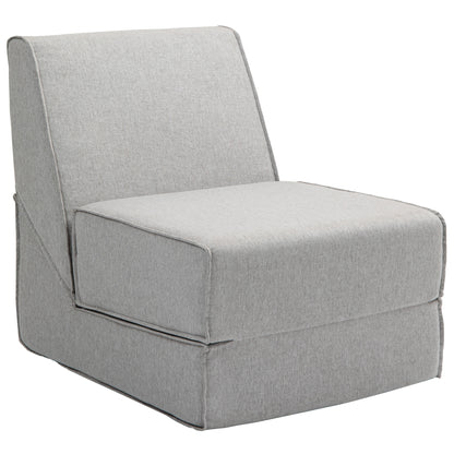 Floor Relax Chair Convertible to Chaise Longue, Adjustable in 2 Positions, Reclining and Space-saving Chair in Fabric, Light Gray