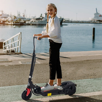 Foldable Electric Scooter for Kids 7-14 Years Max. 50 kg Scooter with Max Speed 12 km/h Adjustable Height Start Switch and Brakes 75x36x82-93 cm Black