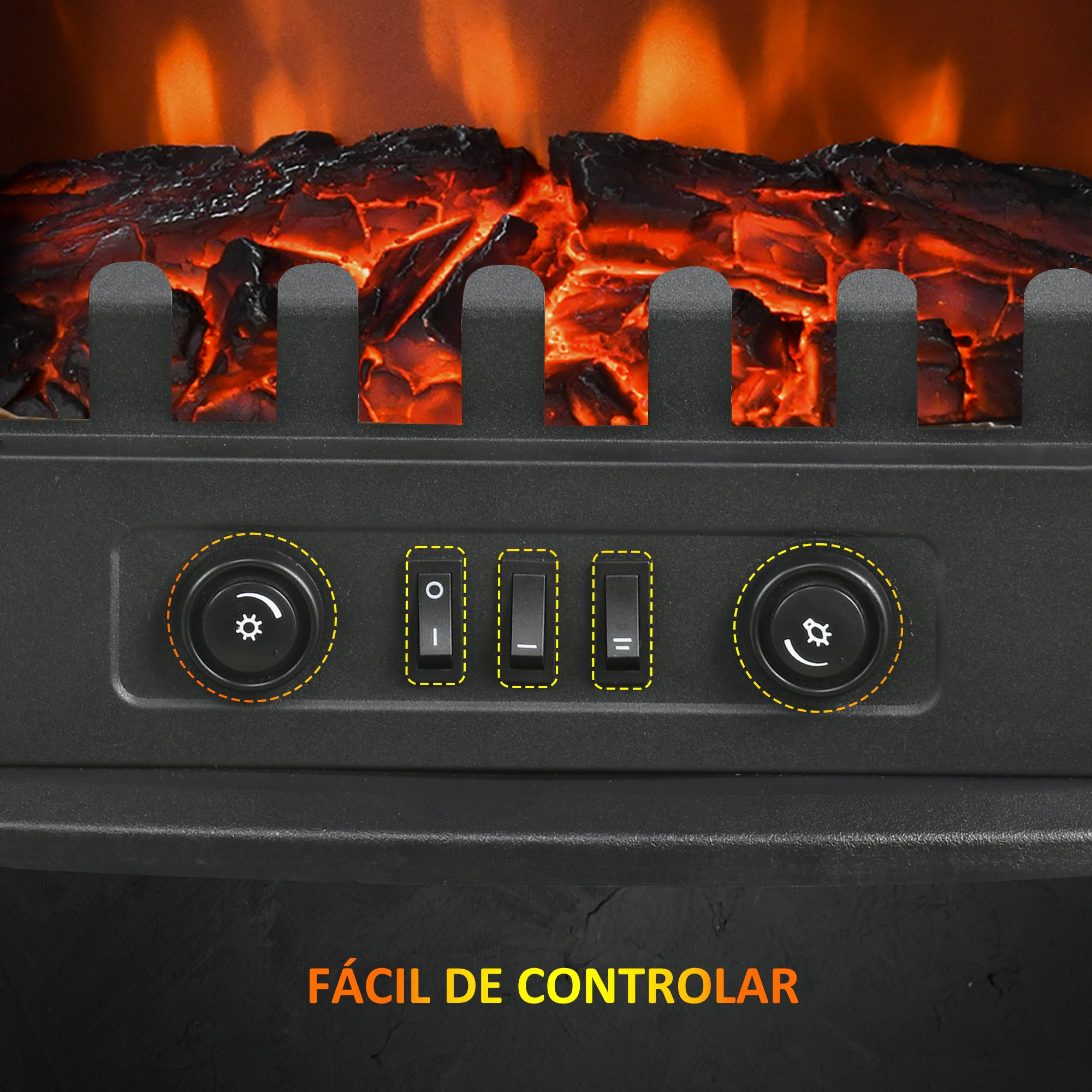 1000W/2000W Electric Fireplace Free Standing Decorative Fireplace with Adjustable Temperature Low Consumption Overheat Protection 3D Flame Effect for Room 15-30 m² Black