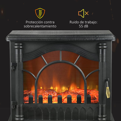 1000W/2000W Electric Fireplace Free Standing Decorative Fireplace with Adjustable Temperature Low Consumption Overheat Protection 3D Flame Effect for Room 15-30 m² Black