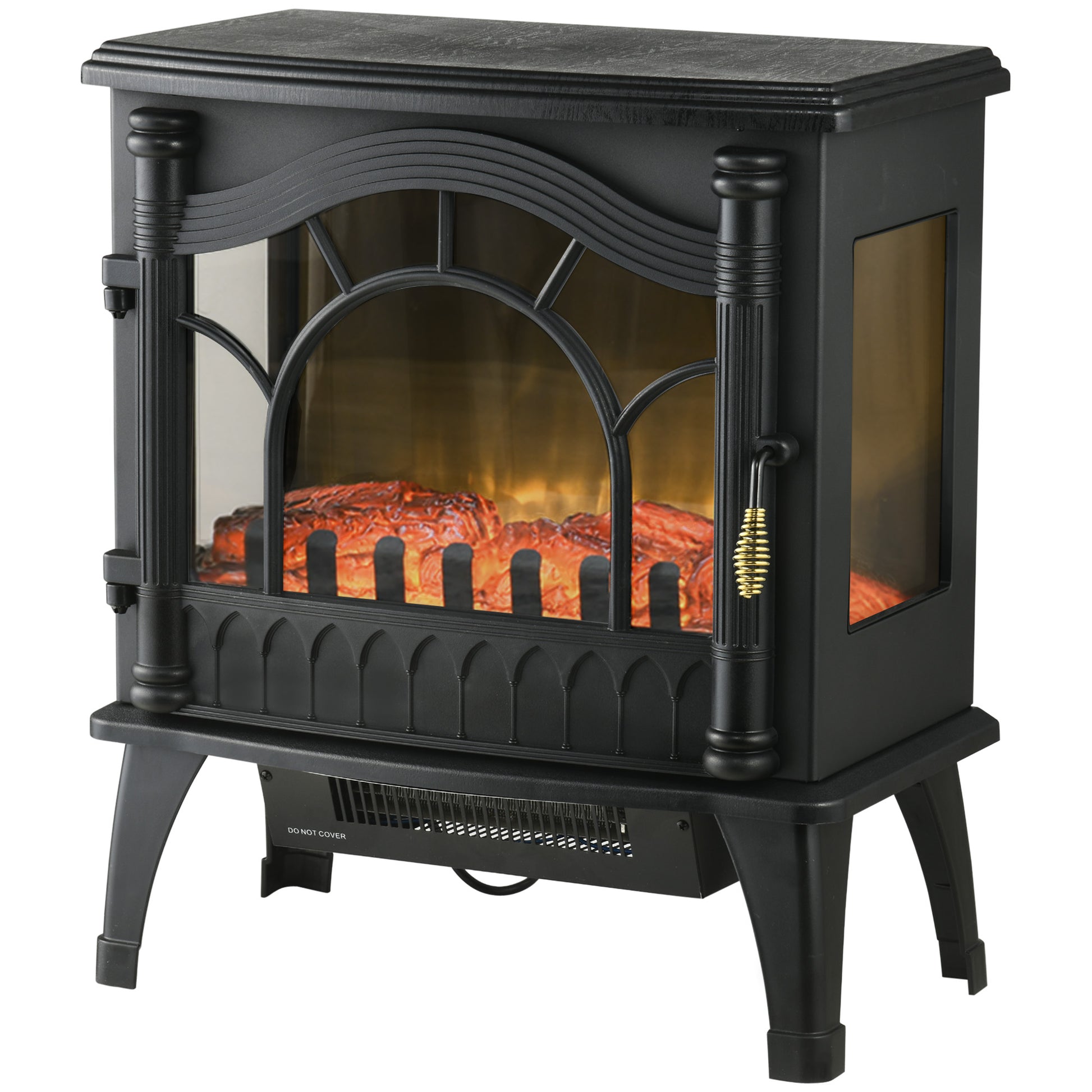 1000W/2000W Electric Fireplace Free Standing Decorative Fireplace with Adjustable Temperature Low Consumption Overheat Protection 3D Flame Effect for Room 15-30 m² Black