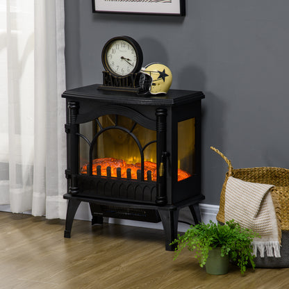 1000W/2000W Electric Fireplace Free Standing Decorative Fireplace with Adjustable Temperature Low Consumption Overheat Protection 3D Flame Effect for Room 15-30 m² Black