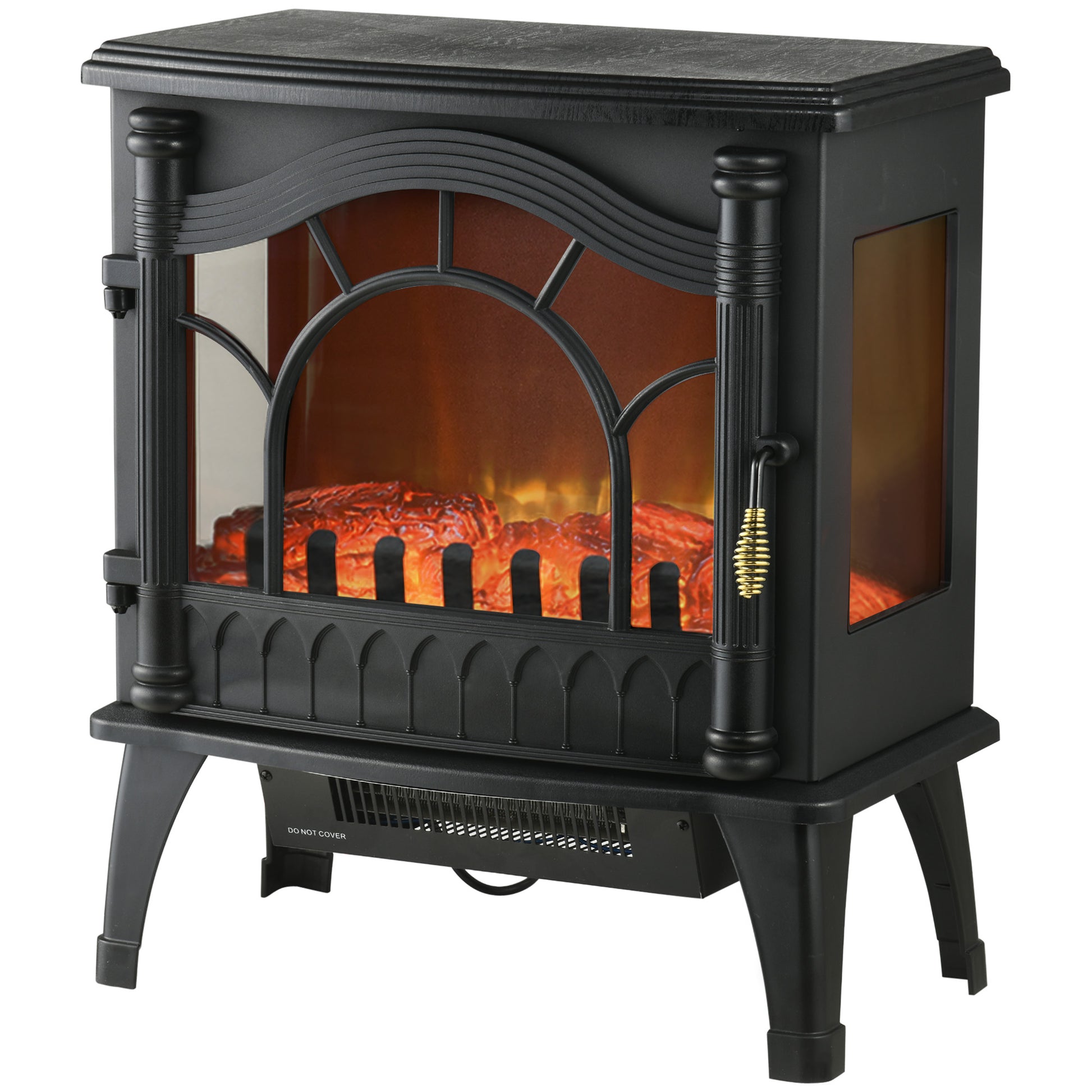 1000W/2000W Electric Fireplace Free Standing Decorative Fireplace with Adjustable Temperature Low Consumption Overheat Protection 3D Flame Effect for Room 15-30 m² Black