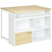 Extending Bar Table with Foldable Wing Bistro Table with Storage Compartments and 1 Door for Kitchen Dining Room 116x79.5x91 cm White