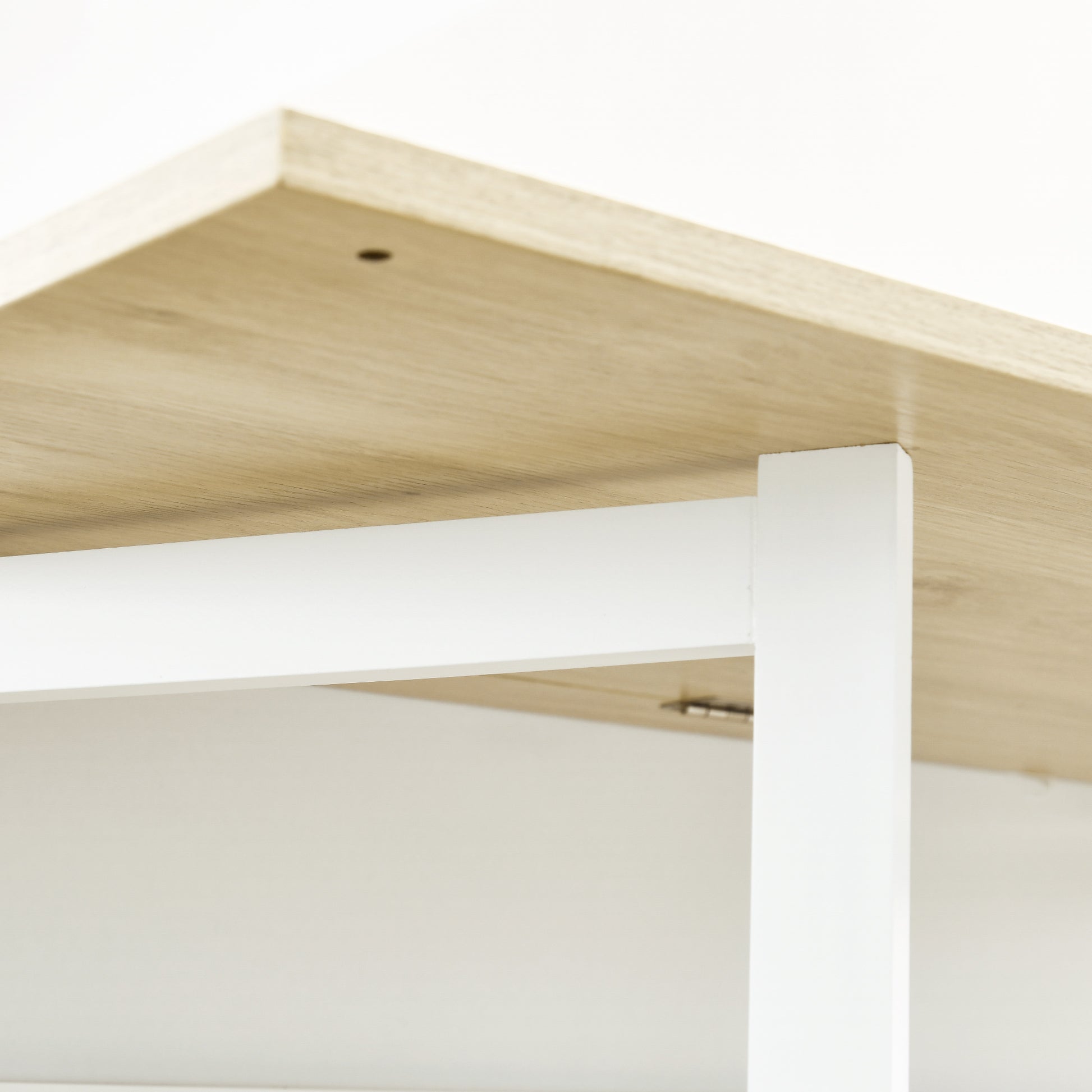 Extending Bar Table with Foldable Wing Bistro Table with Storage Compartments and 1 Door for Kitchen Dining Room 116x79.5x91 cm White
