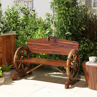 Garden Bench Wood, 2-Seater Bench with back and armrests, Wooden Bench in Wheel Design, Weather Resistant Park Bench 240kg Capacity, Balcony Bench for Balcony Terrace, Garden, 110 x 55 x 80 cm, Charcoal