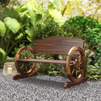 Garden Bench Wood, 2-Seater Bench with back and armrests, Wooden Bench in Wheel Design, Weather Resistant Park Bench 240kg Capacity, Balcony Bench for Balcony Terrace, Garden, 110 x 55 x 80 cm, Charcoal