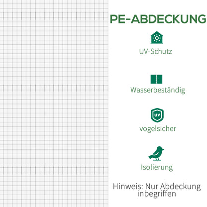 Replacement Film Replacement Cover 600 x 300 x 200 cm with front door, 12 windows tear-resistant greenhouse film, garden film for greenhouse, hothouse, cold frame, White