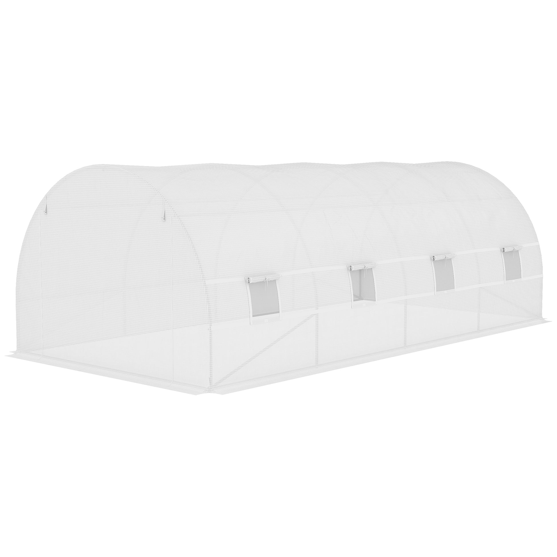 Replacement Film Replacement Cover 600 x 300 x 200 cm with front door, 12 windows tear-resistant greenhouse film, garden film for greenhouse, hothouse, cold frame, White