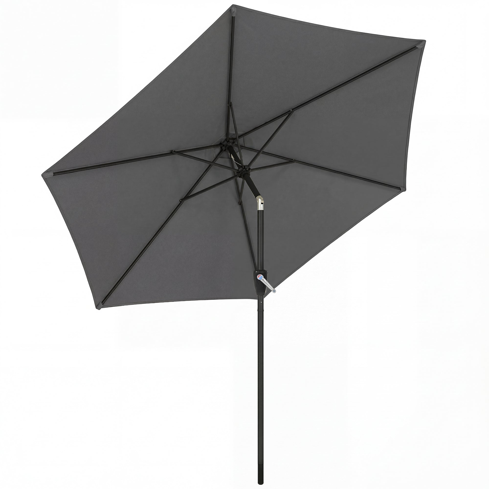 270 cm (8.9 ft) Tilt Patio Umbrella with Crank – UV 50+ Market Parasol, Wind-Resistant Garden/Balcony/Terrace Umbrella, Dark Gray