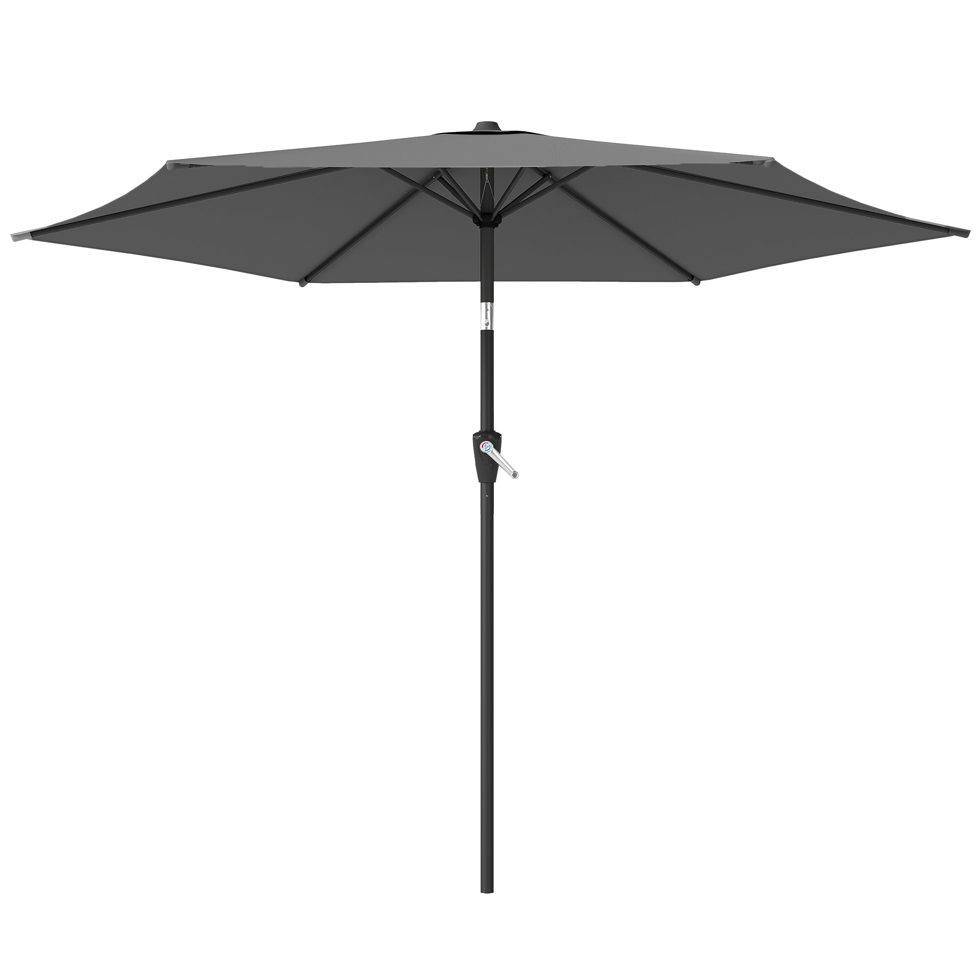 270 cm (8.9 ft) Tilt Patio Umbrella with Crank – UV 50+ Market Parasol, Wind-Resistant Garden/Balcony/Terrace Umbrella, Dark Gray