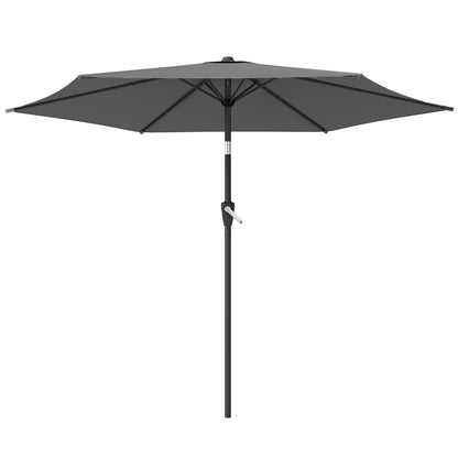 270 cm (8.9 ft) Tilt Patio Umbrella with Crank – UV 50+ Market Parasol, Wind-Resistant Garden/Balcony/Terrace Umbrella, Dark Gray