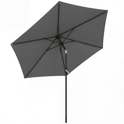 270 cm (8.9 ft) Tilt Patio Umbrella with Crank – UV 50+ Market Parasol, Wind-Resistant Garden/Balcony/Terrace Umbrella, Dark Gray