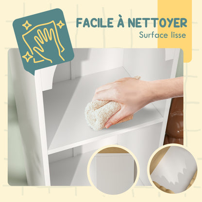 Children's Bookshelf, Toy Shelf, 3 Levels, Cute Cloud Design, Children's Storage Furniture, Children's Book Storage, 40 x 30 x 139.5 cm, for Bedroom, Reading Nook, White