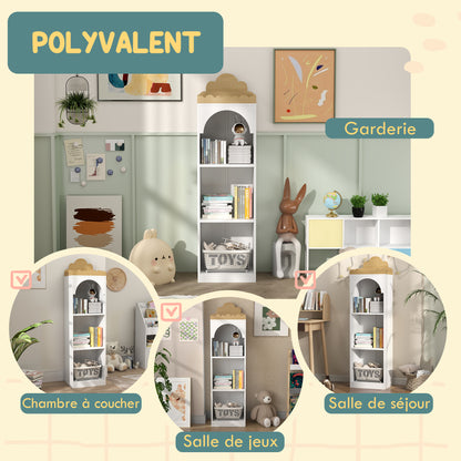 Children's Bookshelf, Toy Shelf, 3 Levels, Cute Cloud Design, Children's Storage Furniture, Children's Book Storage, 40 x 30 x 139.5 cm, for Bedroom, Reading Nook, White