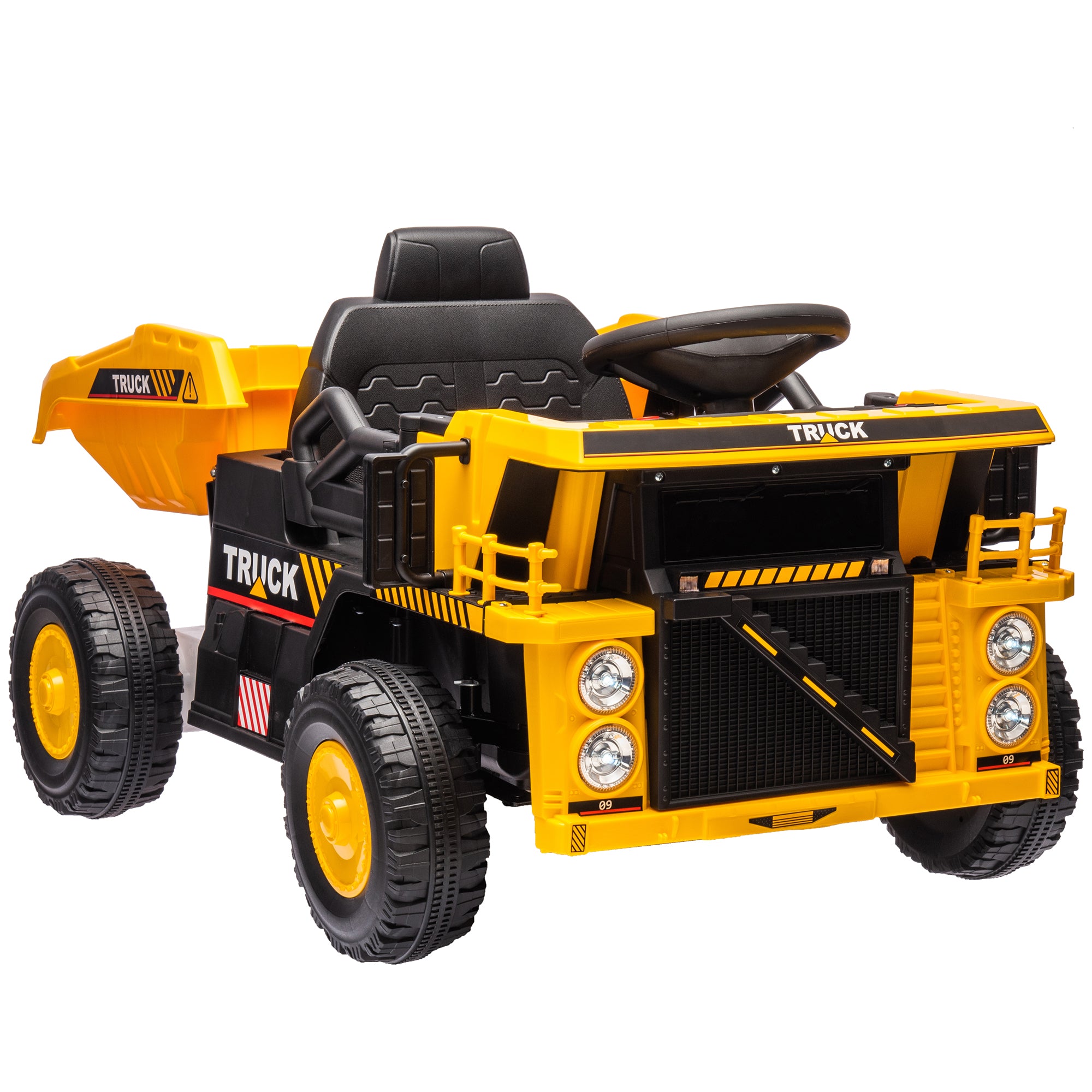 Electric Tractor with Shovel, 12V Kids Ride-On Tractor, Children's Electric Car with MP3 Function, Kids Vehicle with Headlights, 3-6 km/h, for 3-5 Years, Yellow