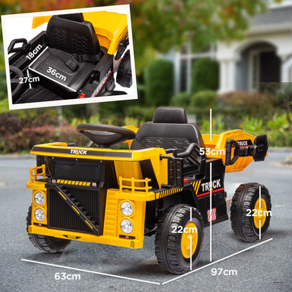 Electric Tractor with Shovel, 12V Kids Ride-On Tractor, Children's Electric Car with MP3 Function, Kids Vehicle with Headlights, 3-6 km/h, for 3-5 Years, Yellow