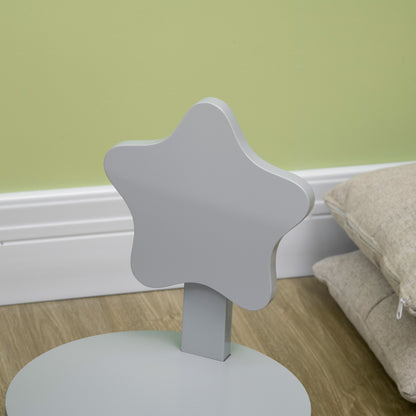 Kids' Wooden Table and 2 Chairs Set with Round Table Ø59x50 cm and Chairs Ø28x51 cm Children Furniture for Playroom Bedroom Gray