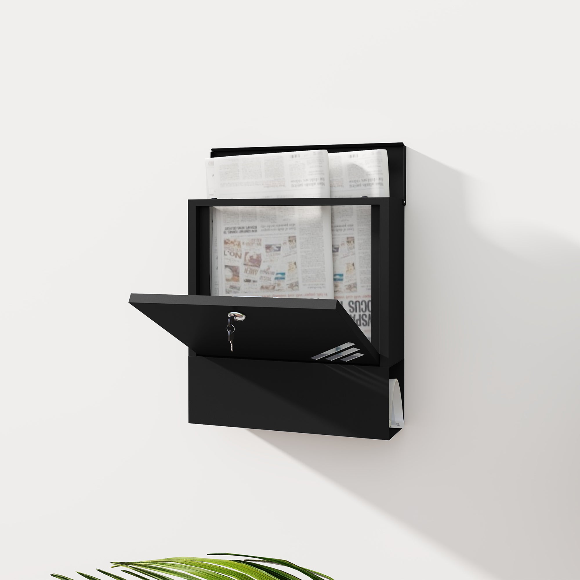 Mailbox Wall Mount Mailbox with Lock, Lid, Copper Core, Metal Mailbox, for Outdoor, Dark Gray, 30 x 8.5 x 32.5 cm