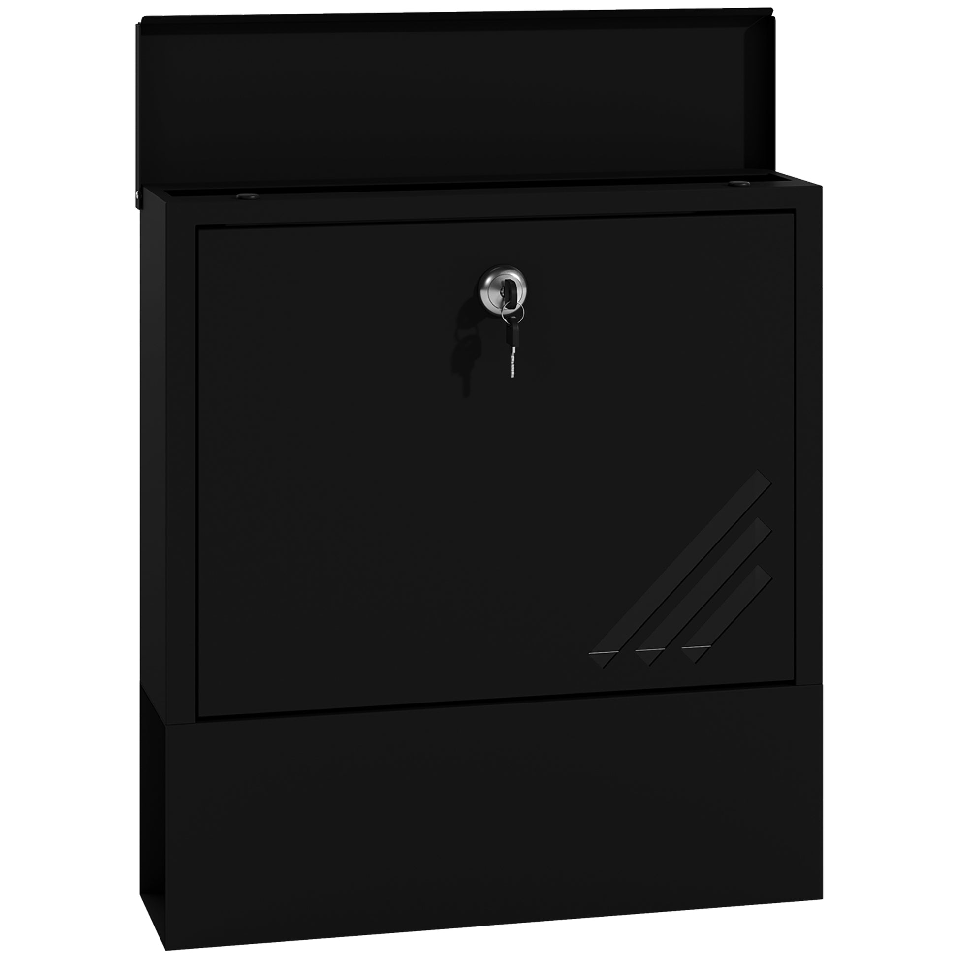Mailbox Wall Mount Mailbox with Lock, Lid, Copper Core, Metal Mailbox, for Outdoor, Dark Gray, 30 x 8.5 x 32.5 cm