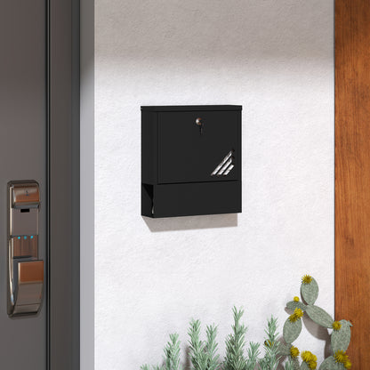Mailbox Wall Mount Mailbox with Lock, Lid, Copper Core, Metal Mailbox, for Outdoor, Dark Gray, 30 x 8.5 x 32.5 cm