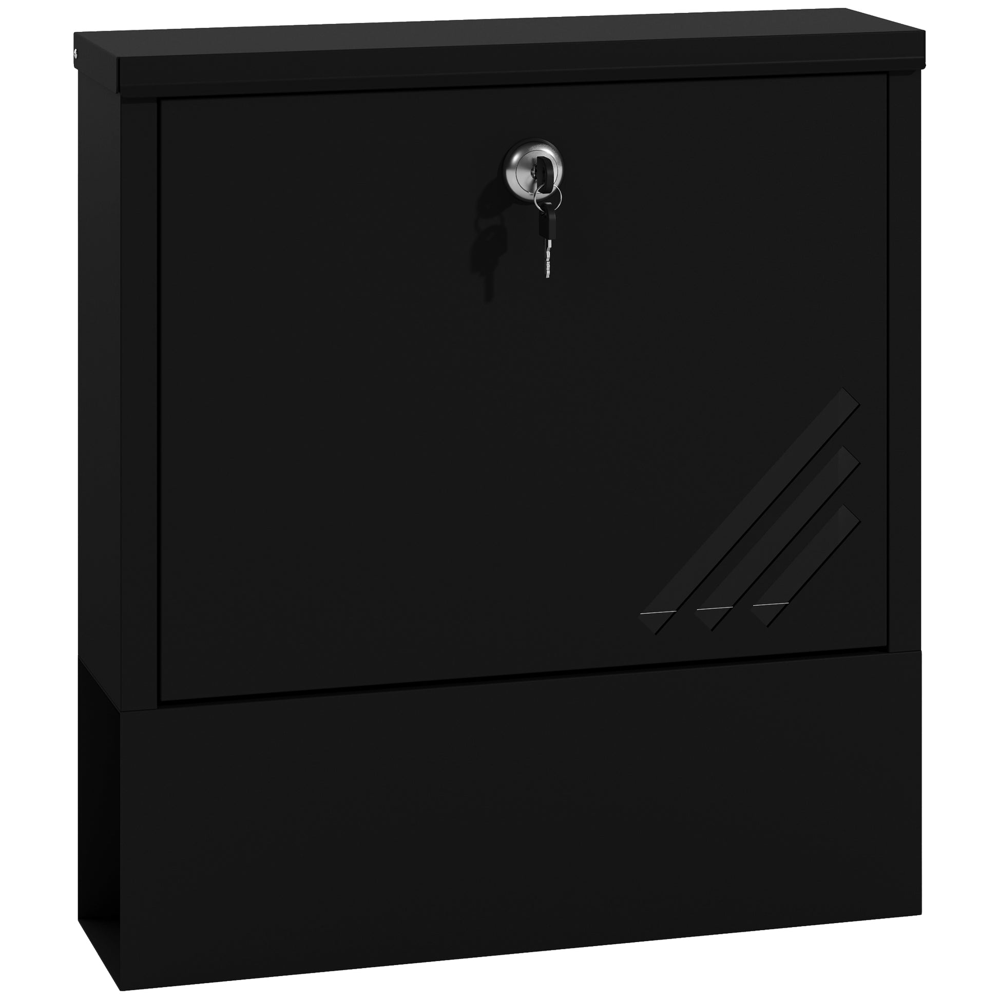 Mailbox Wall Mount Mailbox with Lock, Lid, Copper Core, Metal Mailbox, for Outdoor, Dark Gray, 30 x 8.5 x 32.5 cm
