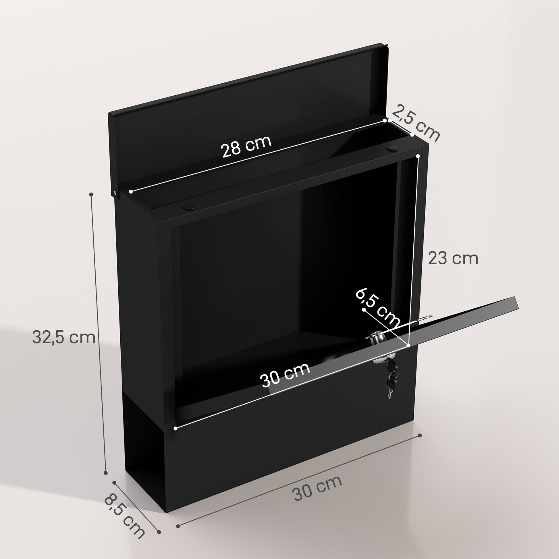 Mailbox Wall Mount Mailbox with Lock, Lid, Copper Core, Metal Mailbox, for Outdoor, Dark Gray, 30 x 8.5 x 32.5 cm