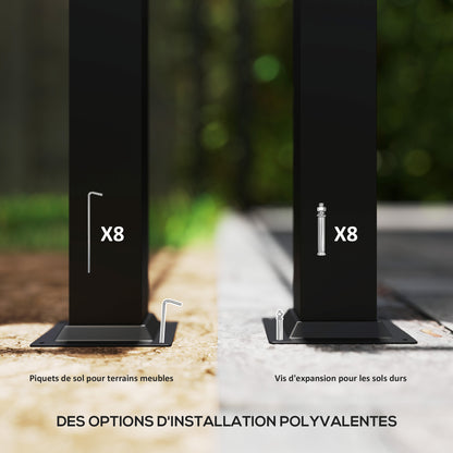 Retractable Pergola 3 x 3 m (approx. 9'9" x 9'9") – 180 gsm Polyester, UPF30+, Magnetic Fixing, Gray