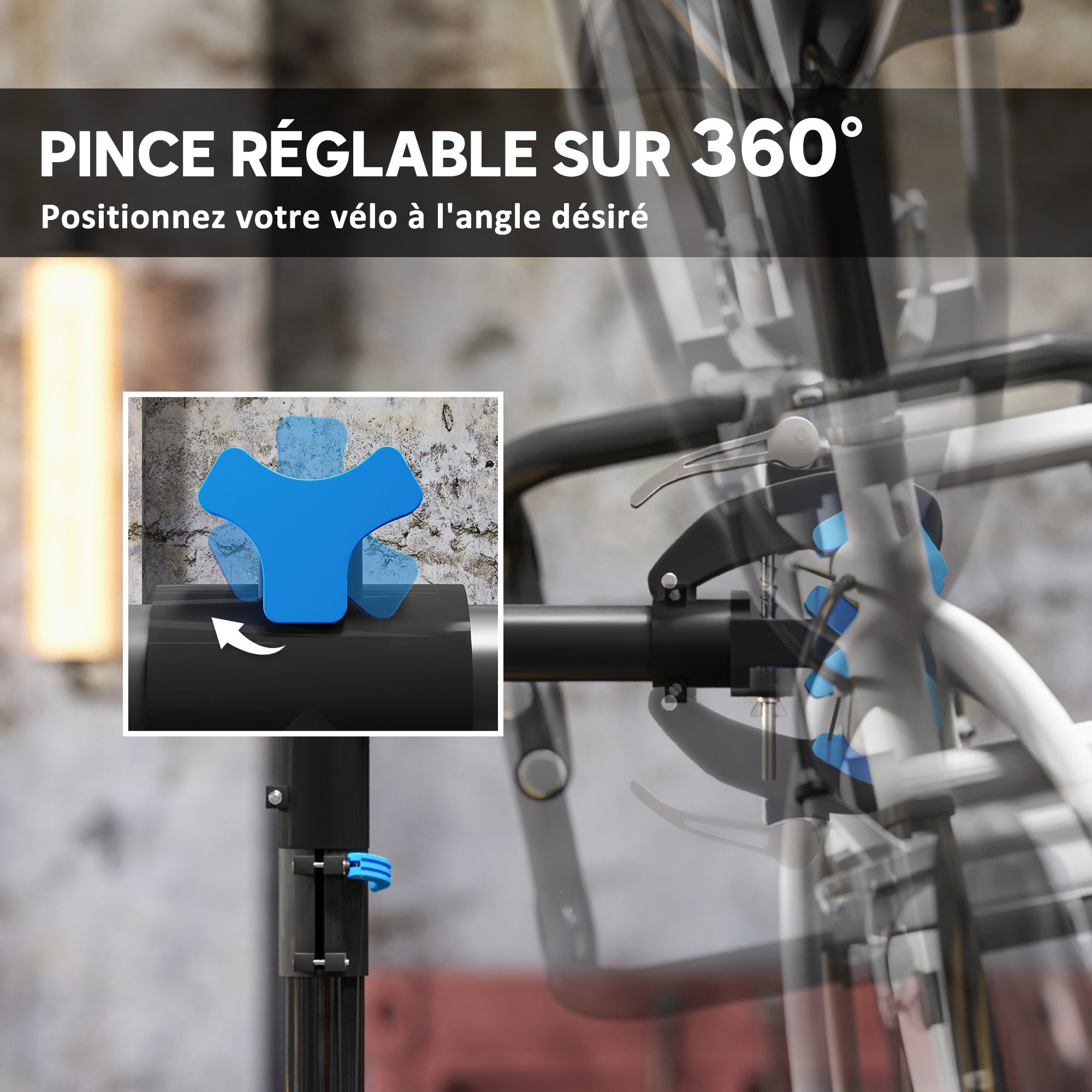 Bike Repair Stand, height-adjustable workshop stand, floor or wall-mounted bike stand, max load 25kg, maintenance repair assembly for MTB, road bike, black