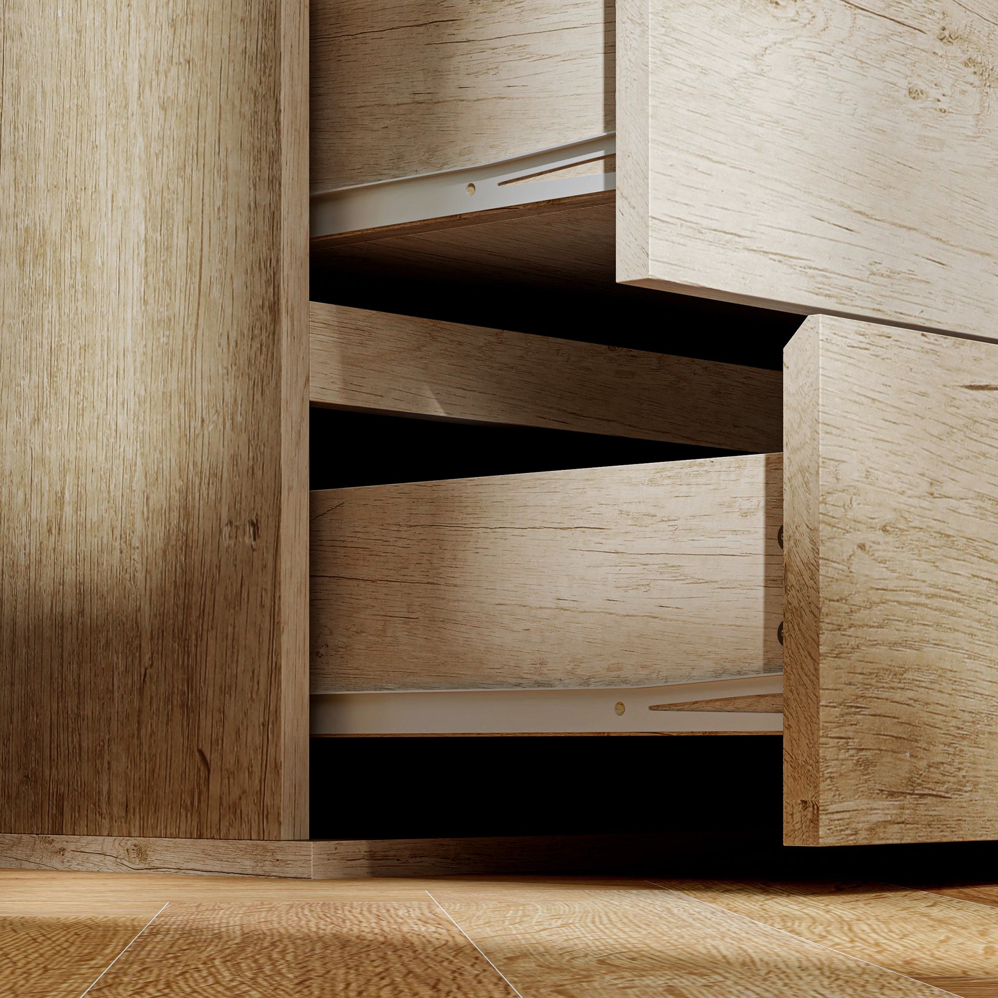 5-Drawer Chest of Drawers Bedroom Storage Unit Modern Style with Soft Close Mechanism - 60 x 38 x 100 cm, Natural Wood