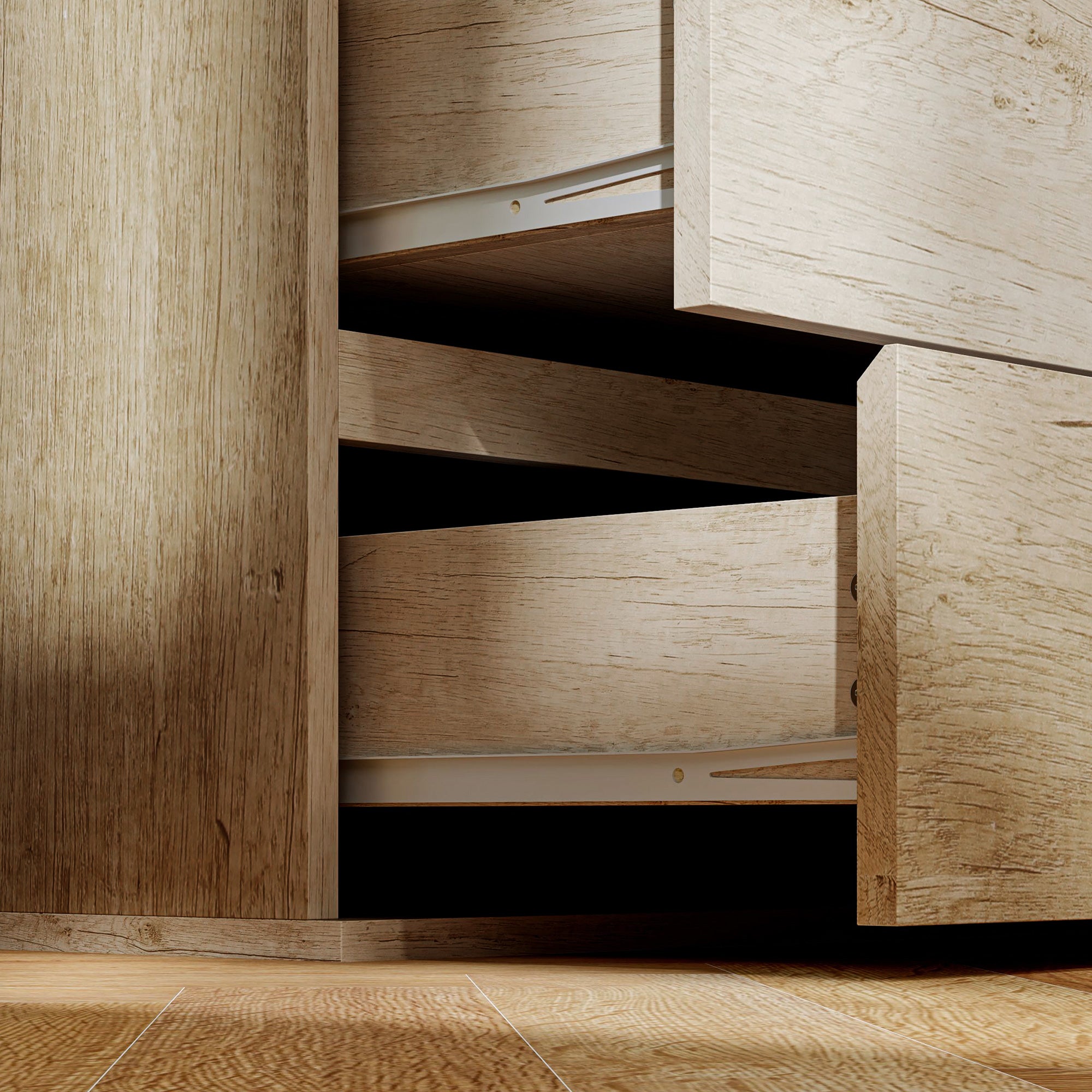 5-Drawer Chest of Drawers Bedroom Storage Unit Modern Style with Soft Close Mechanism - 60 x 38 x 100 cm, Natural Wood