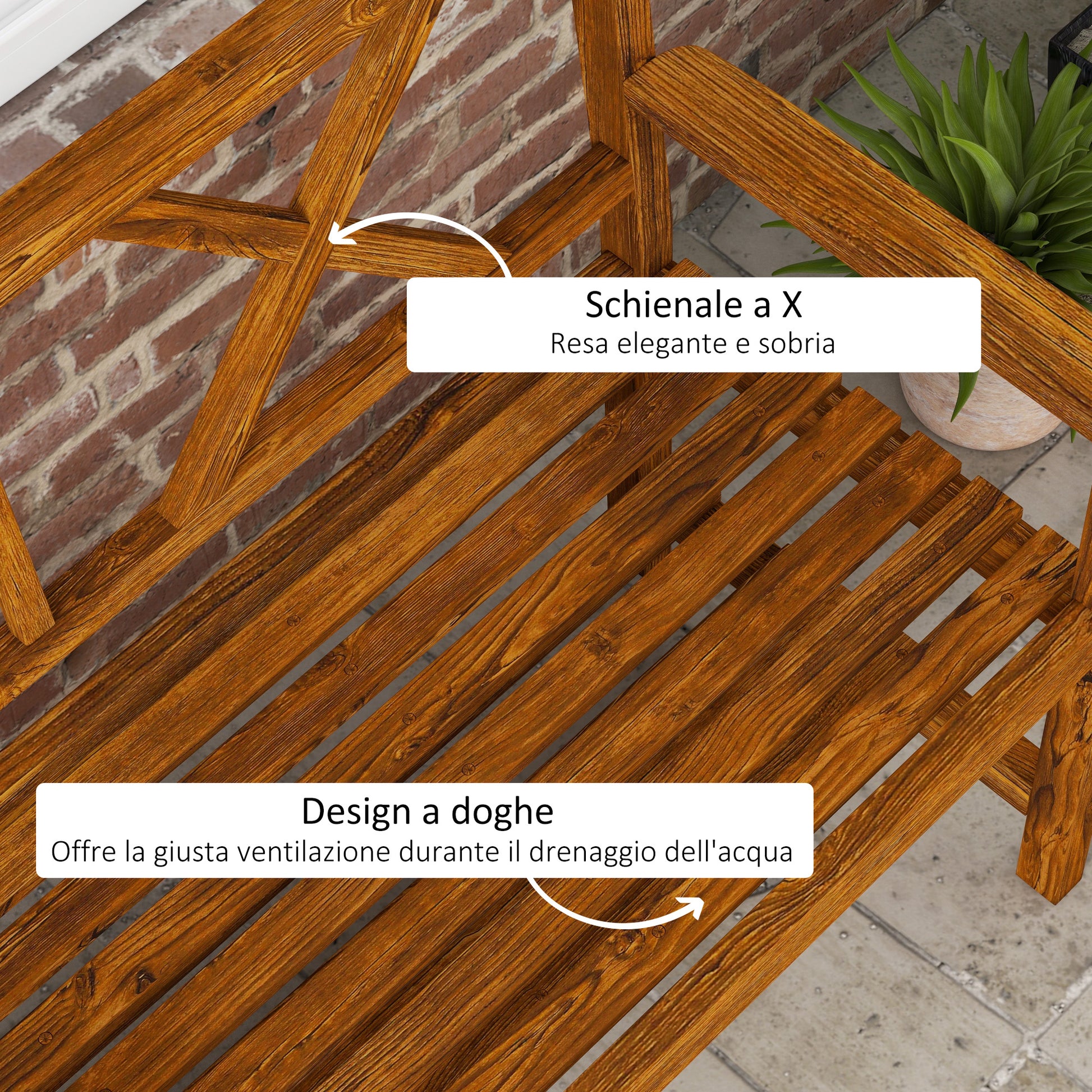 2-Seater Wooden Garden Bench with Shelf, Outdoor Bench with Armrests and Slat Seat, 125x58x88cm, Wood