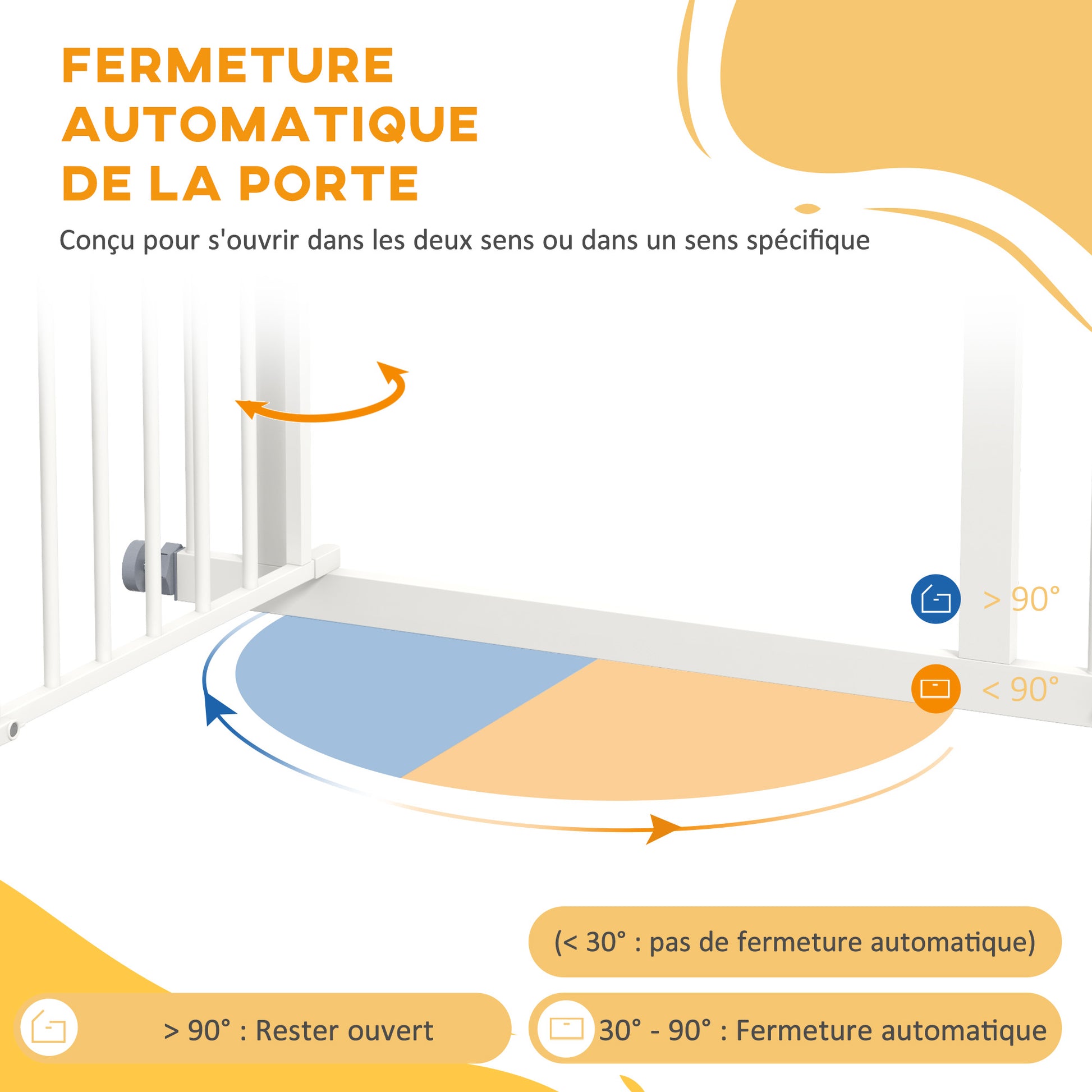 Expandable Dog Safety Gate 74-80 cm, double locking, auto-close, pressure mount stair gate, height 76 cm, white