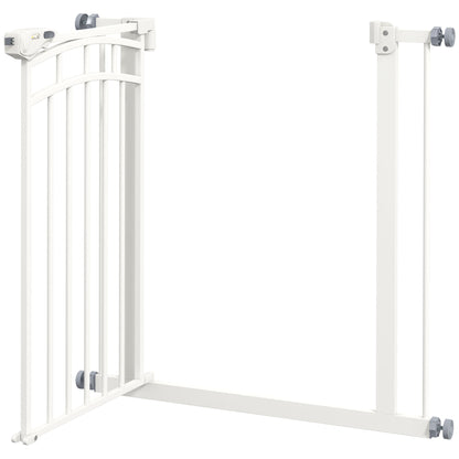 Expandable Dog Safety Gate 74-80 cm, double locking, auto-close, pressure mount stair gate, height 76 cm, white