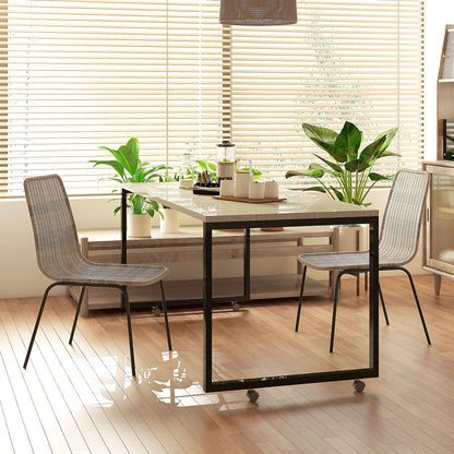 Set of 2 Elegant Dining Chairs with Steel Frame in Rattan Design, for Dining Room, Living Room, Kitchen