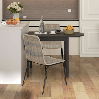 Set of 2 Elegant Dining Chairs with Steel Frame in Rattan Design, for Dining Room, Living Room, Kitchen