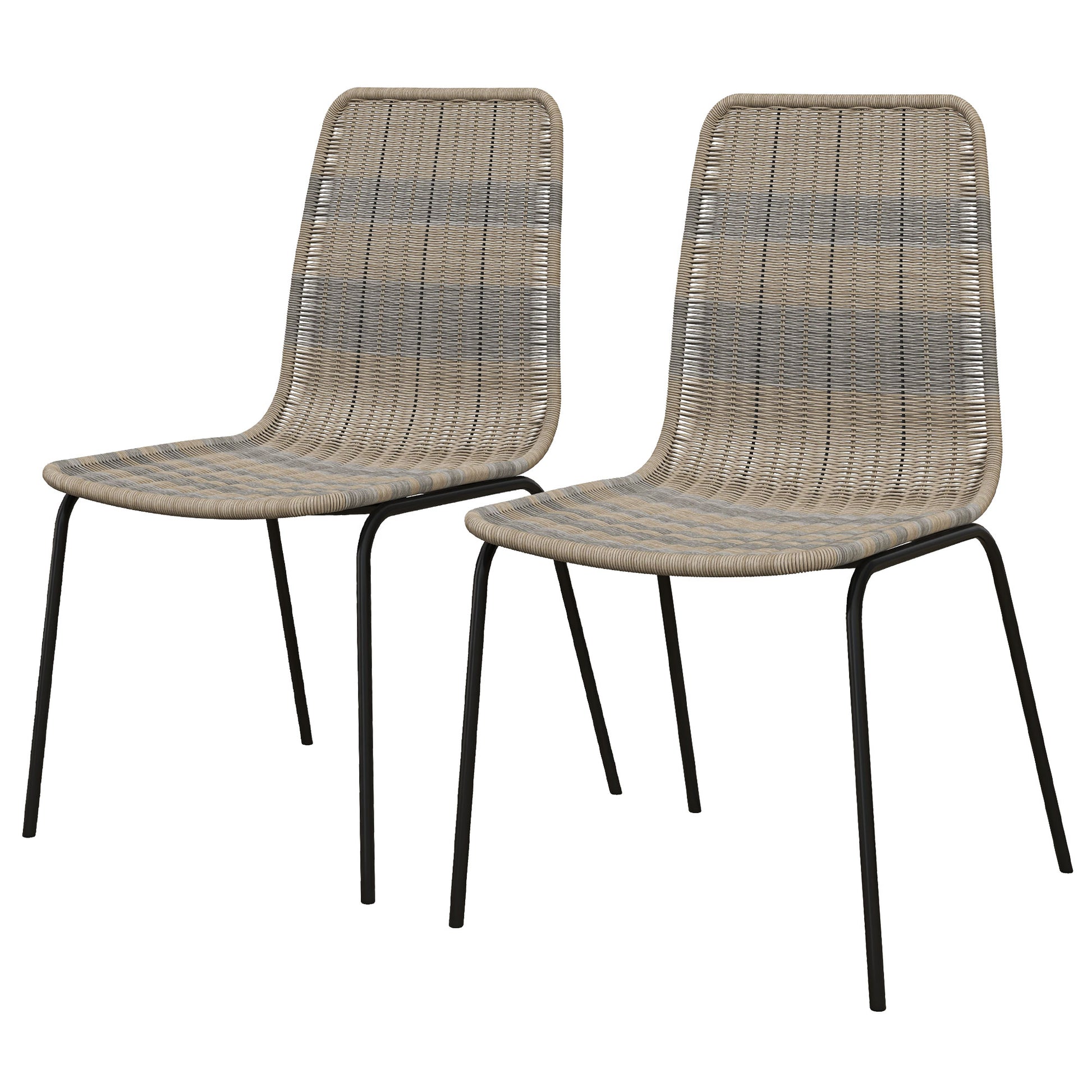 Set of 2 Elegant Dining Chairs with Steel Frame in Rattan Design, for Dining Room, Living Room, Kitchen