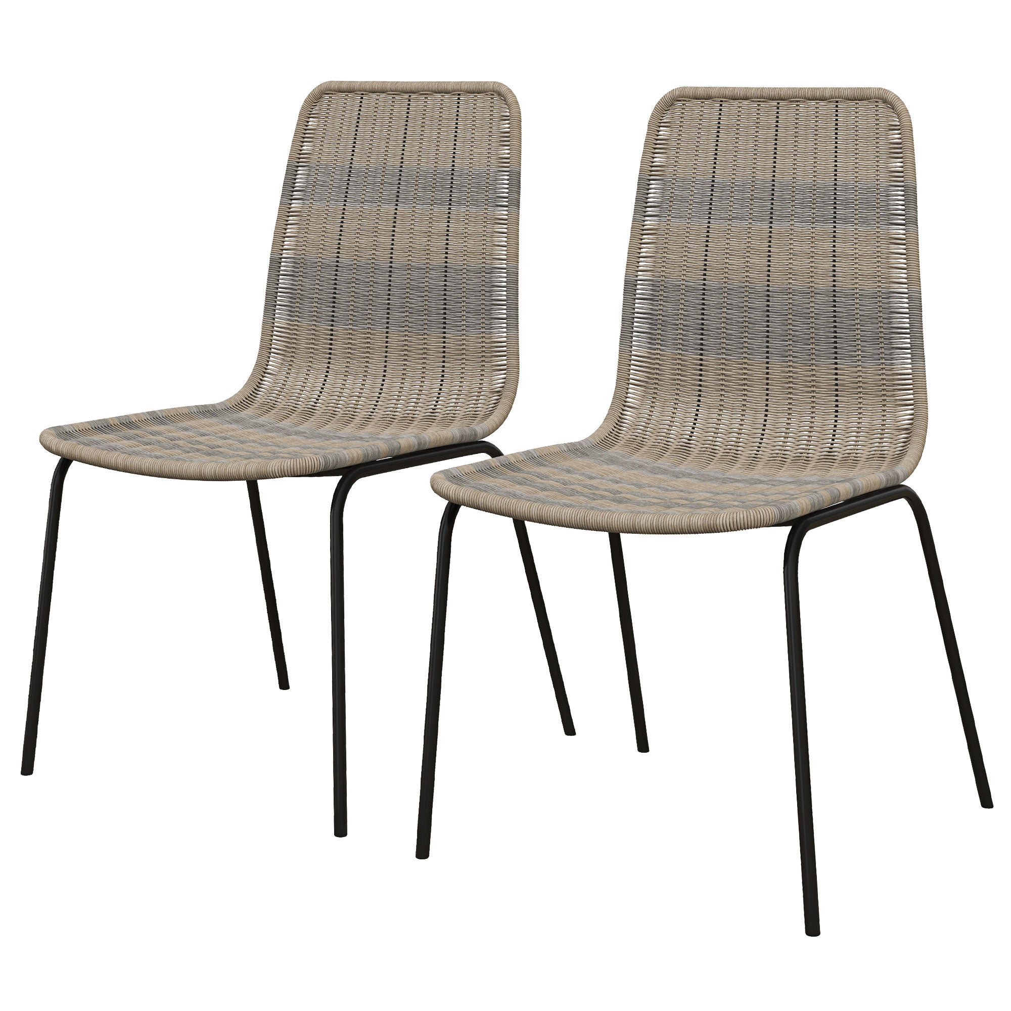Set of 2 Elegant Dining Chairs with Steel Frame in Rattan Design, for Dining Room, Living Room, Kitchen