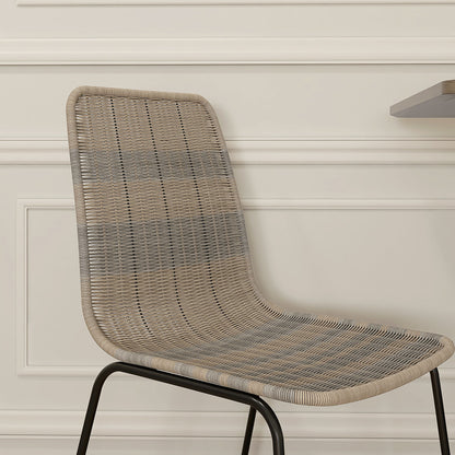 Set of 2 Elegant Dining Chairs with Steel Frame in Rattan Design, for Dining Room, Living Room, Kitchen