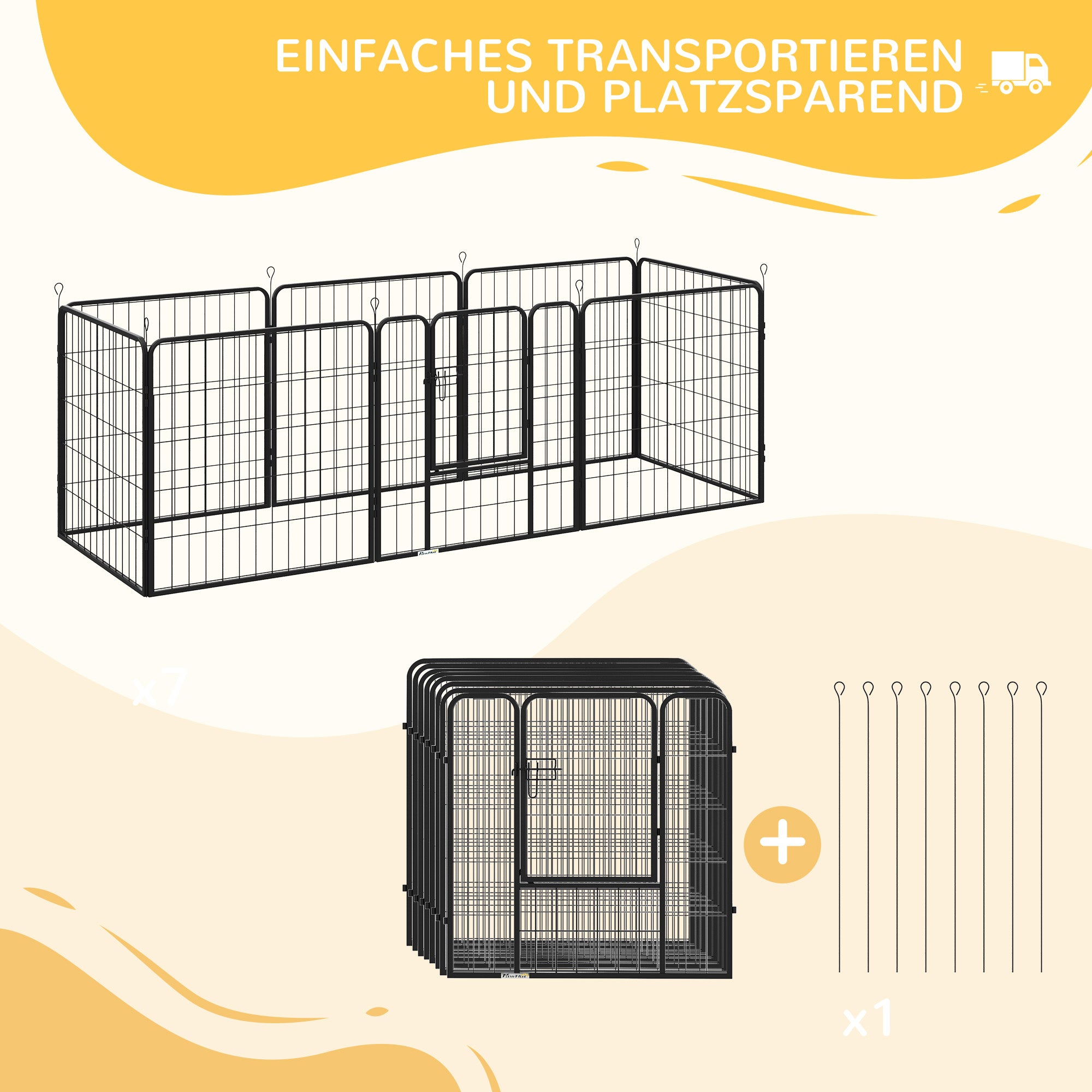 Puppy Playpen Enclosure Play Yard Pet Pen Playpen Dog Run customizable shape with door Metal 80 x 80 cm Black