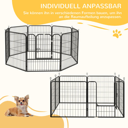 Puppy Playpen Enclosure Play Yard Pet Pen Playpen Dog Run customizable shape with door Metal 80 x 80 cm Black