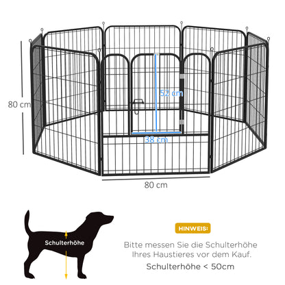 Puppy Playpen Enclosure Play Yard Pet Pen Playpen Dog Run customizable shape with door Metal 80 x 80 cm Black