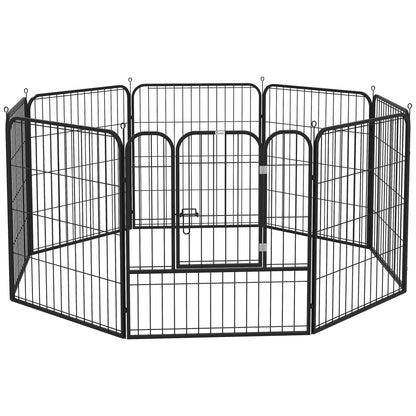 Puppy Playpen Enclosure Play Yard Pet Pen Playpen Dog Run customizable shape with door Metal 80 x 80 cm Black