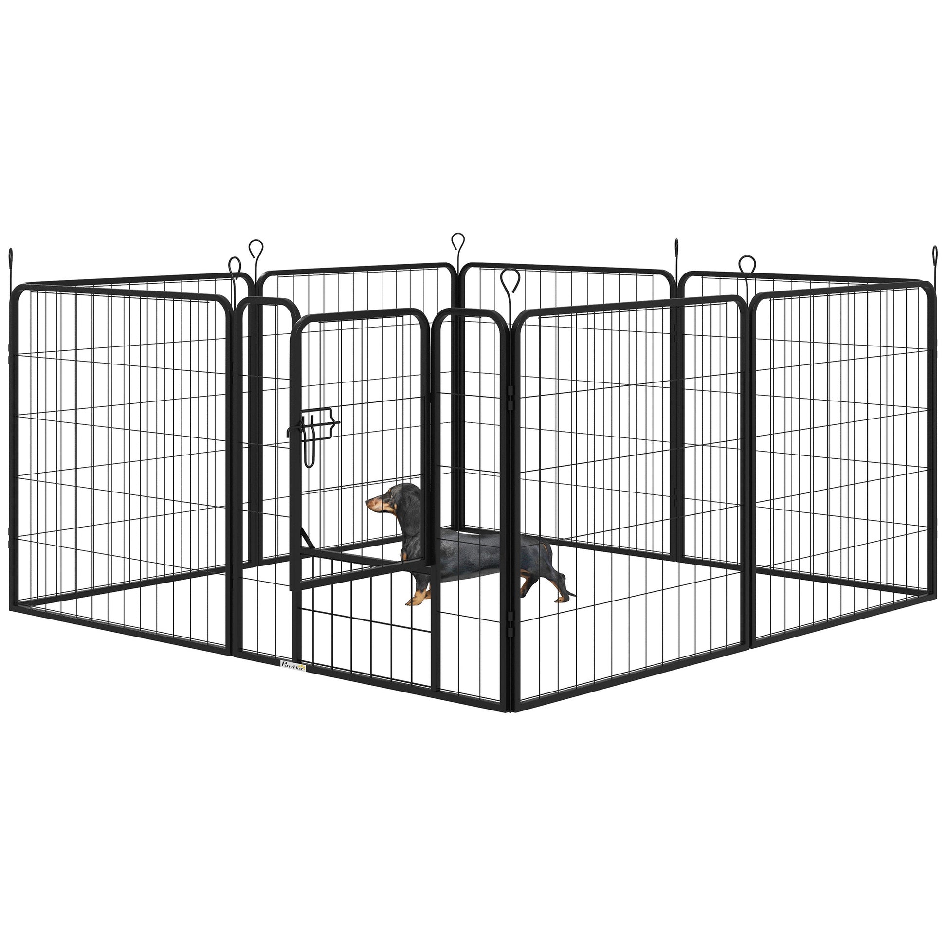 Puppy Playpen Enclosure Play Yard Pet Pen Playpen Dog Run customizable shape with door Metal 80 x 80 cm Black