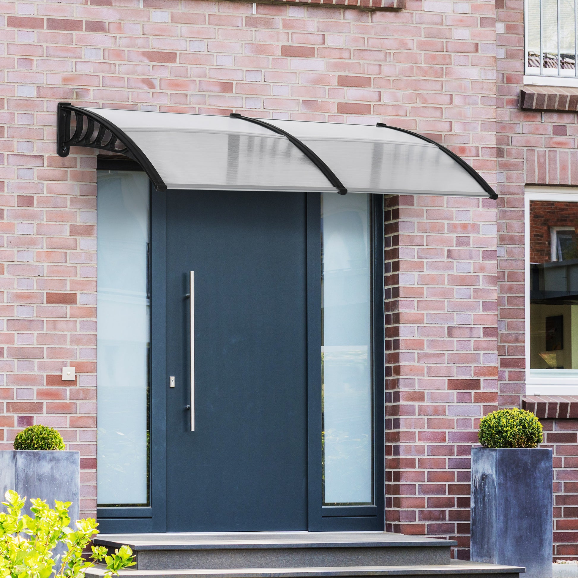 Outdoor Canopy Awning 200x96cm, Polycarbonate and Aluminum Awning for Balconies, Windows, and Doors, Clear