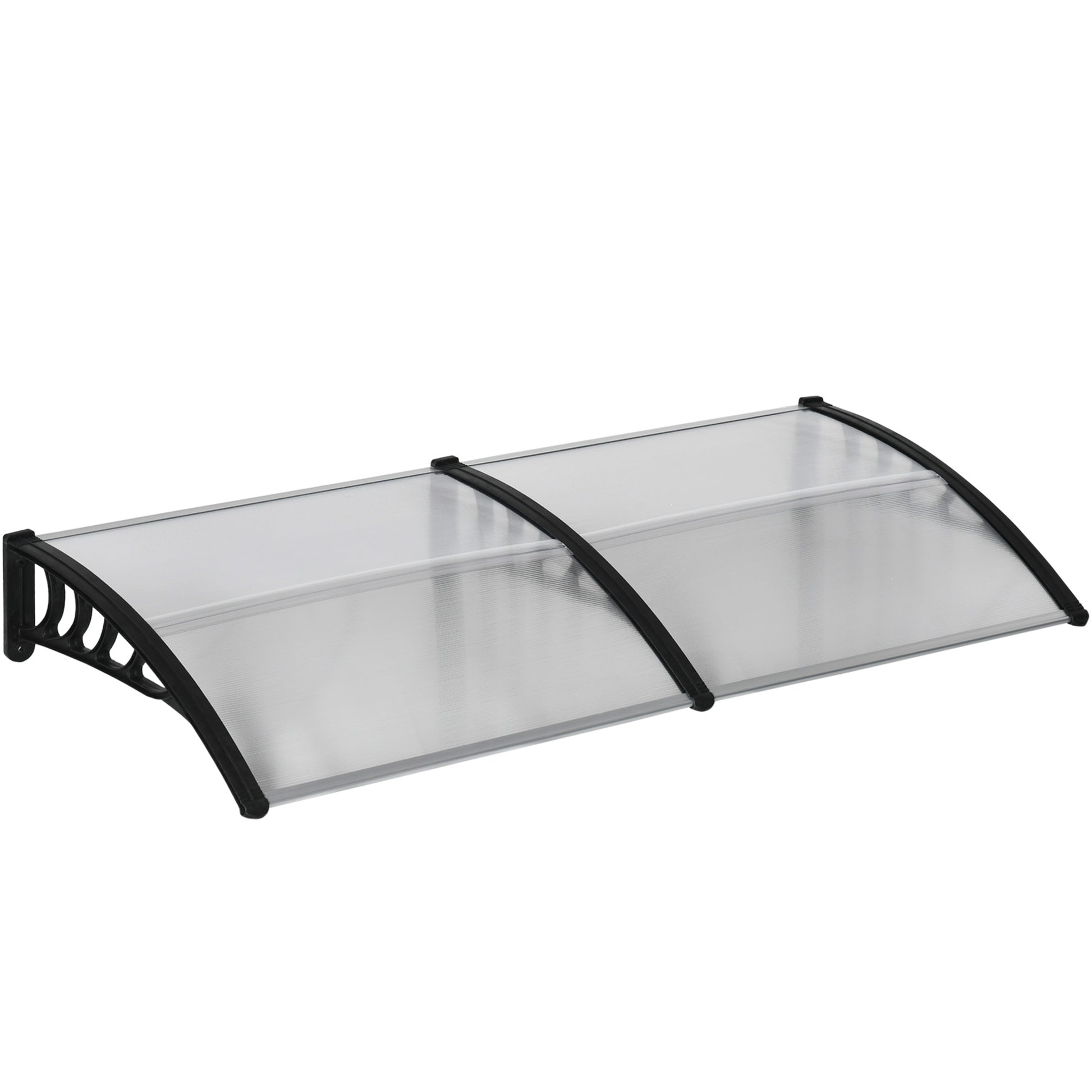 Outdoor Canopy Awning 200x96cm, Polycarbonate and Aluminum Awning for Balconies, Windows, and Doors, Clear