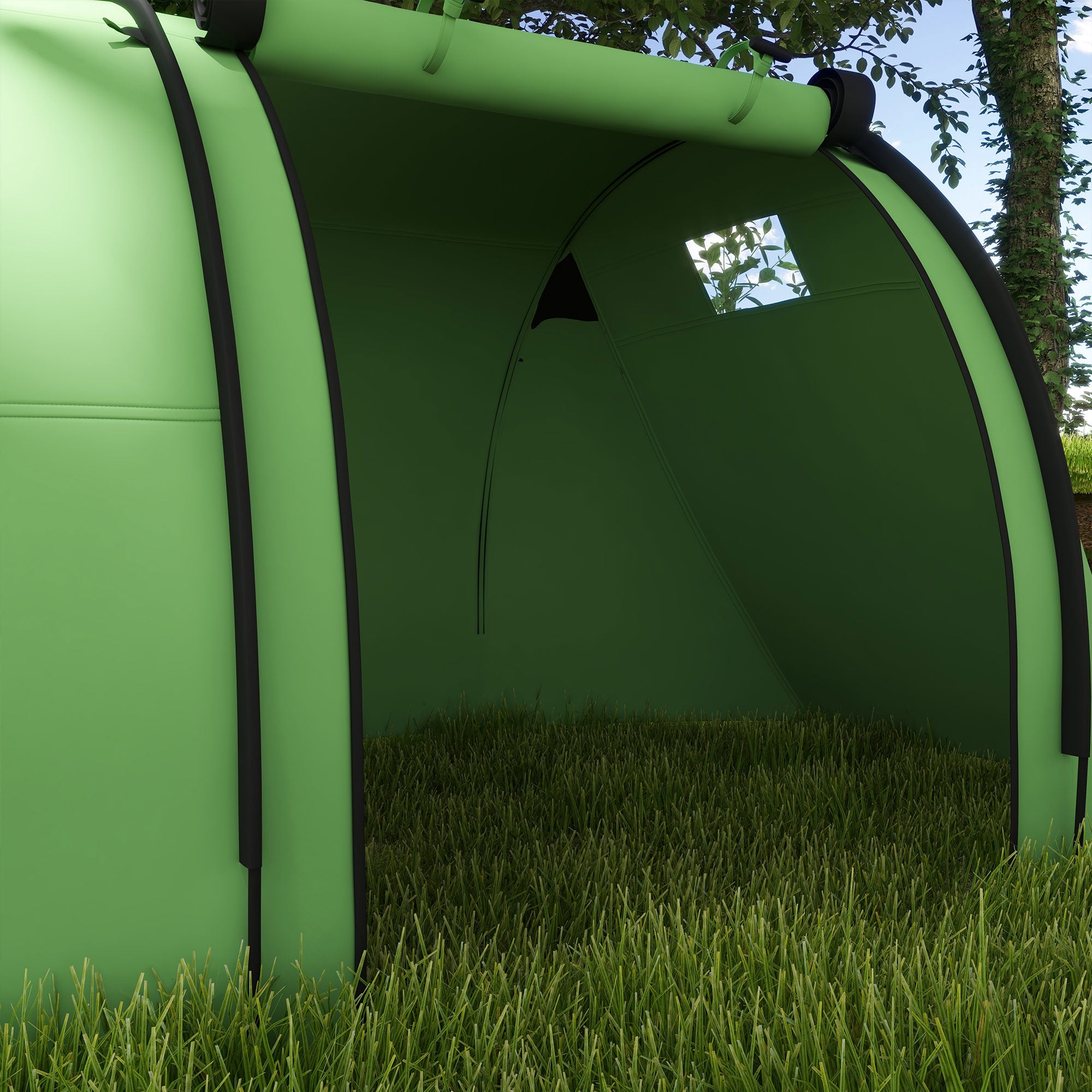3–4 Person Waterproof Family Tent with Separate Bedroom & Living Area, 3000 mm Hydrostatic Head, Dark Green