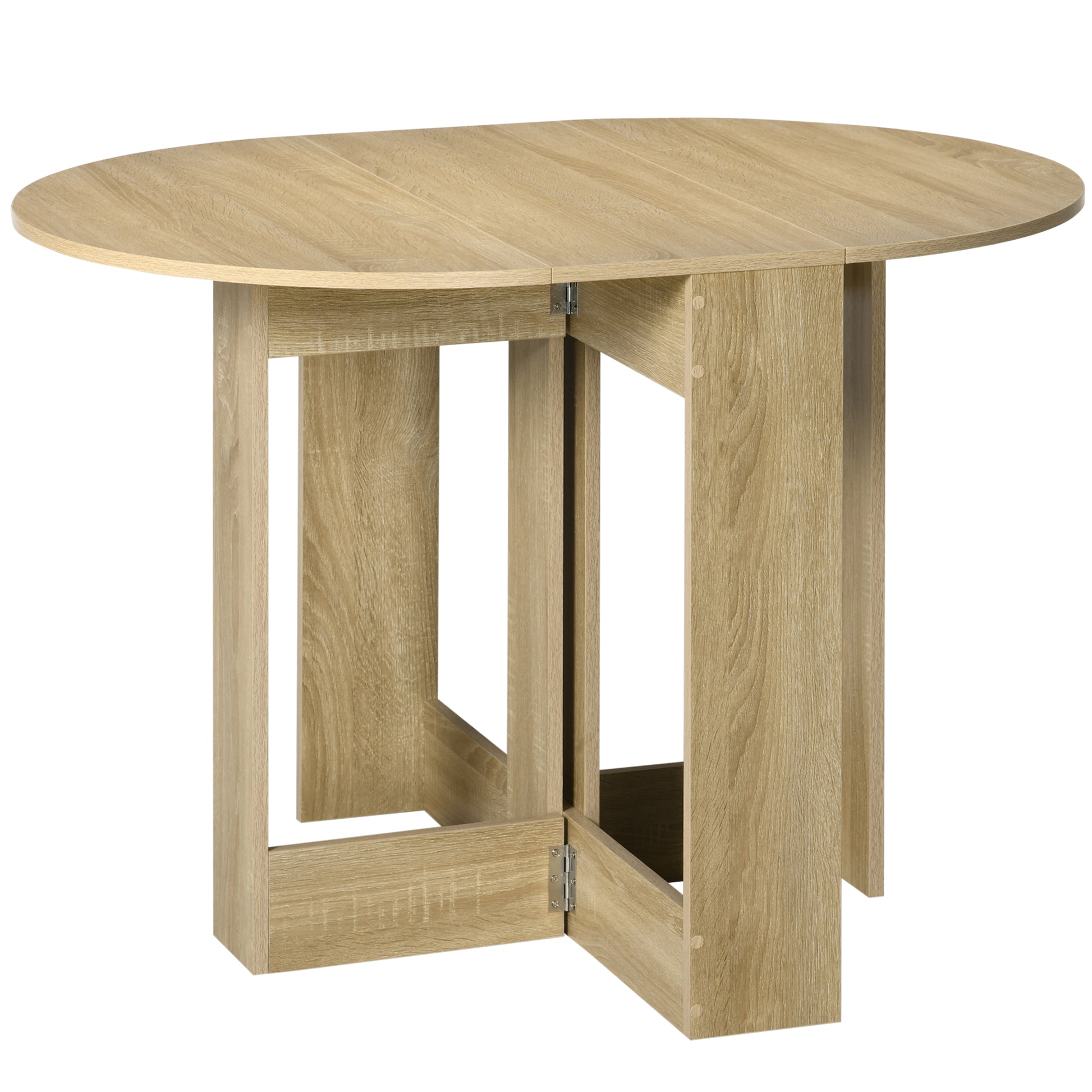 Folding Dining Table Kitchen Table with 2 Folding Wings Foldable Table for 2-4 Persons 104x76x73.7 cm Oak