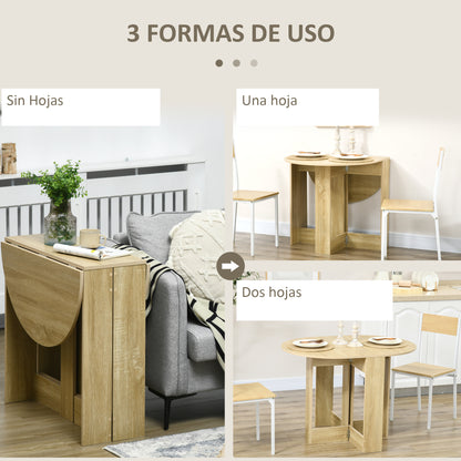 Folding Dining Table Kitchen Table with 2 Folding Wings Foldable Table for 2-4 Persons 104x76x73.7 cm Oak